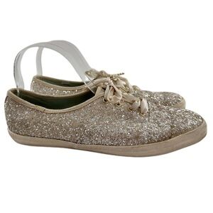 Kate spade Keds womens fashion sneakers 9.5 40.5 silver glitter holiday bridal